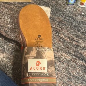 Acorn Original Slipper Sock in Brown and Cream